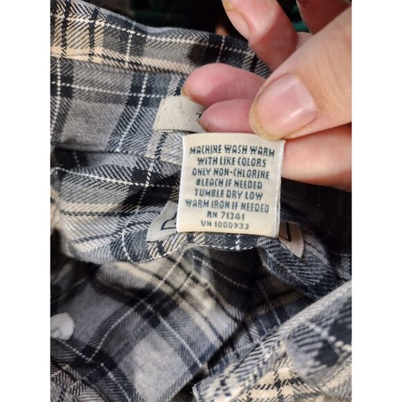 L.L. Bean Men's Cotton Fleece Shirt Long Sleeve Button Down Size XL-Reg Grey Pla - Picture 5 of 6